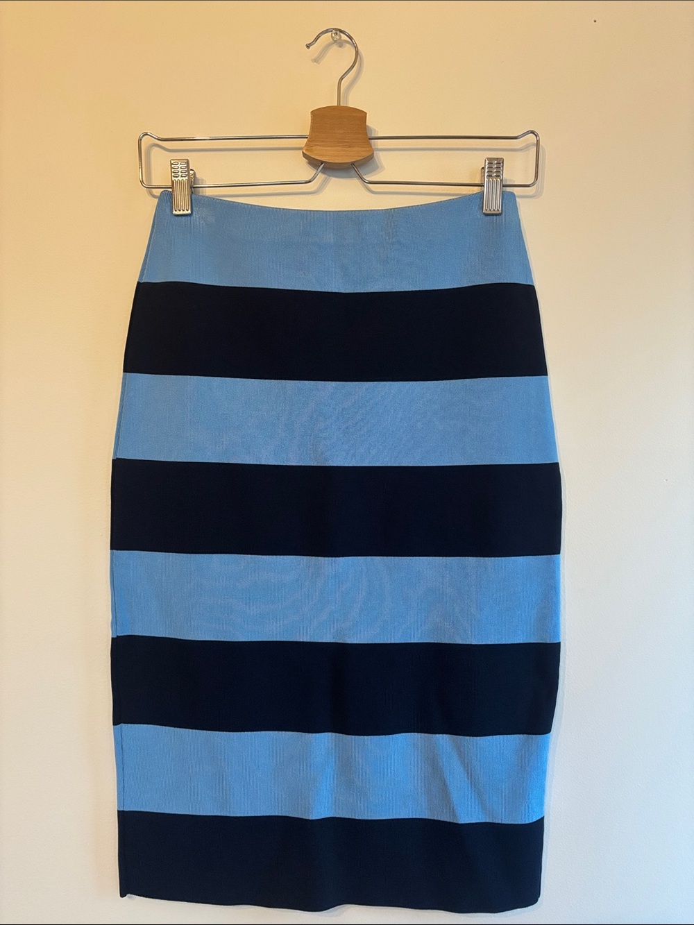 Striped Light Blue and Black Pencil Skirt